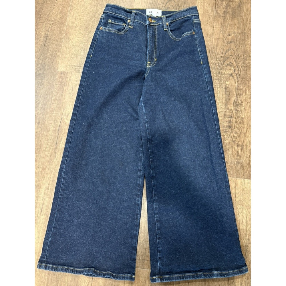 Boden High Rise Wide Leg Jeans 28x28 Dark Blue Cotton/Elastane